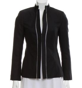 Black Akris jacket with embroidered/open detail